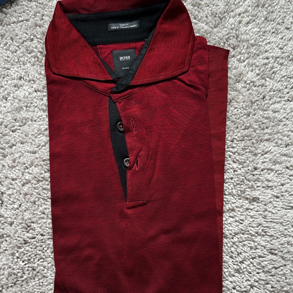 Boss Men's Burgundy Polo Shirt